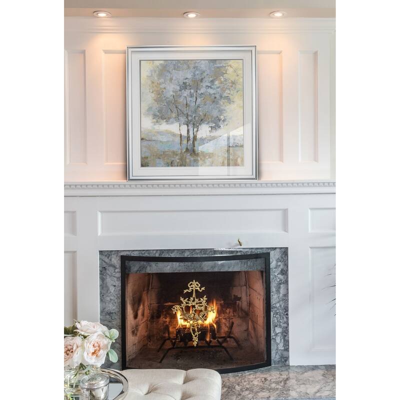 Soft Sentinel I -Custom Framed Print - blue, white, grey, yellow, green, silver, gold