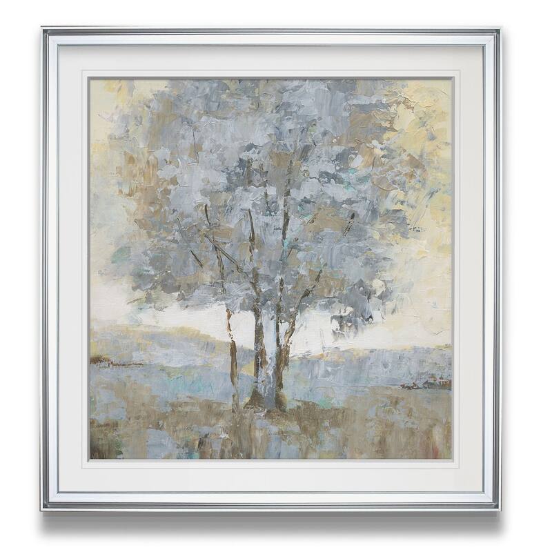 Soft Sentinel I -Custom Framed Print - blue, white, grey, yellow, green, silver, gold