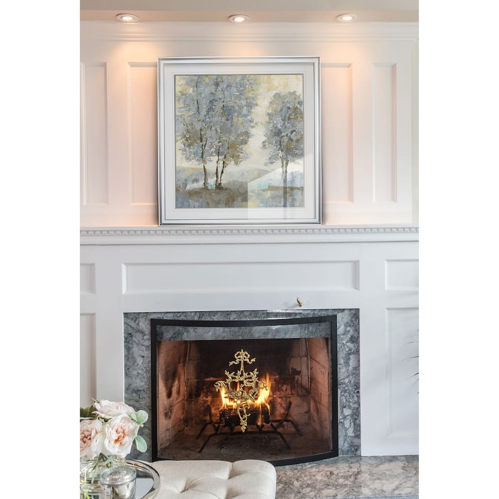 Soft Sentinel II -Custom Framed Print - blue, white, grey, yellow, green, silver, gold