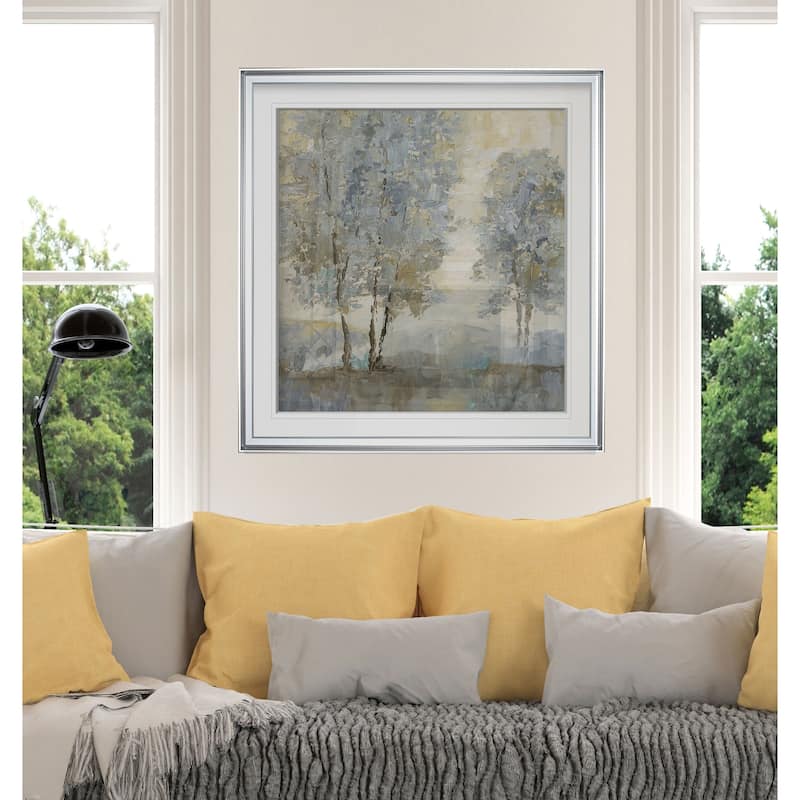 Soft Sentinel II -Custom Framed Print - blue, white, grey, yellow, green, silver, gold