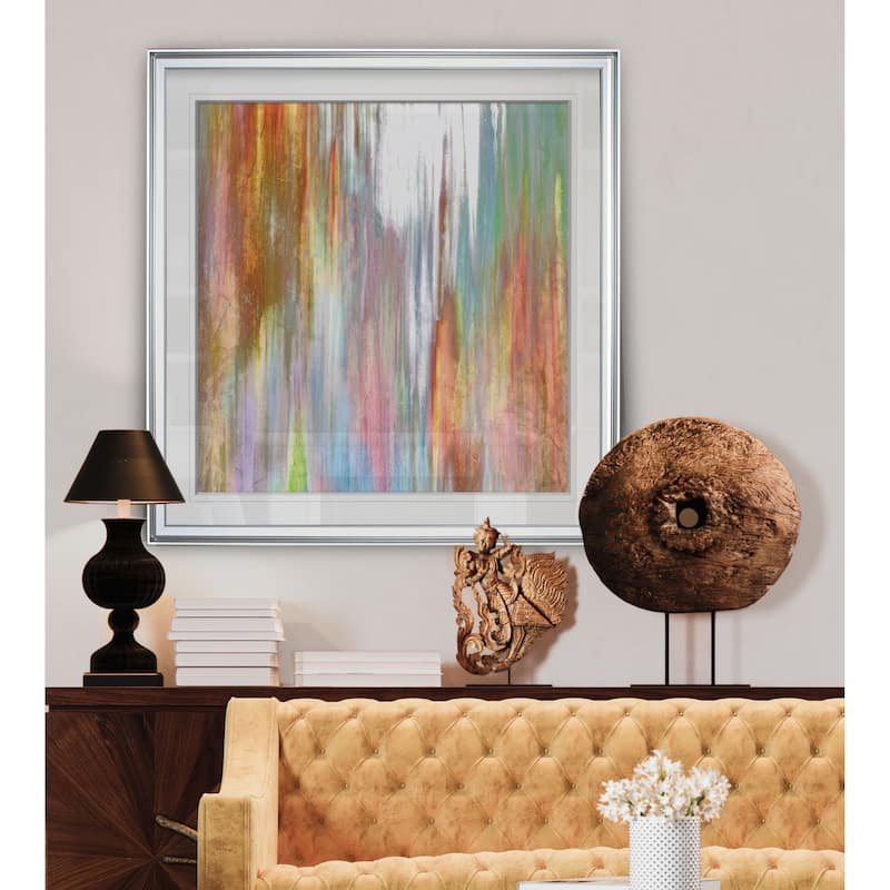 Mislead I -Custom Framed Print - blue, white, grey, yellow, green, silver, gold