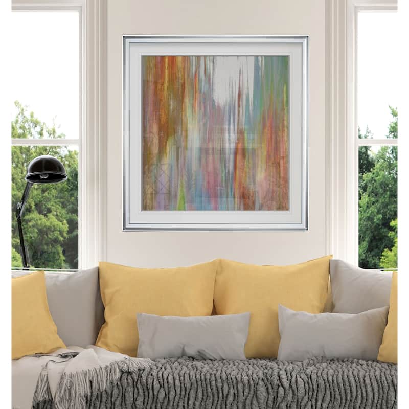 Mislead I -Custom Framed Print - blue, white, grey, yellow, green, silver, gold