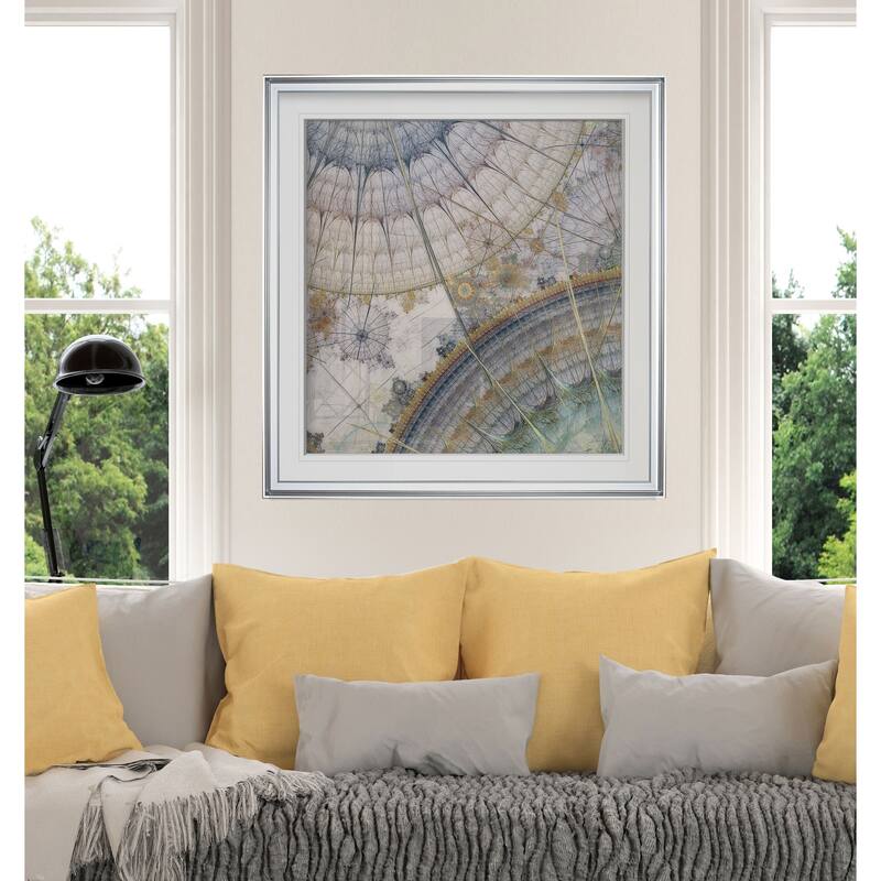 Clockworks I -Custom Framed Print - blue, white, grey, yellow, green, silver, gold
