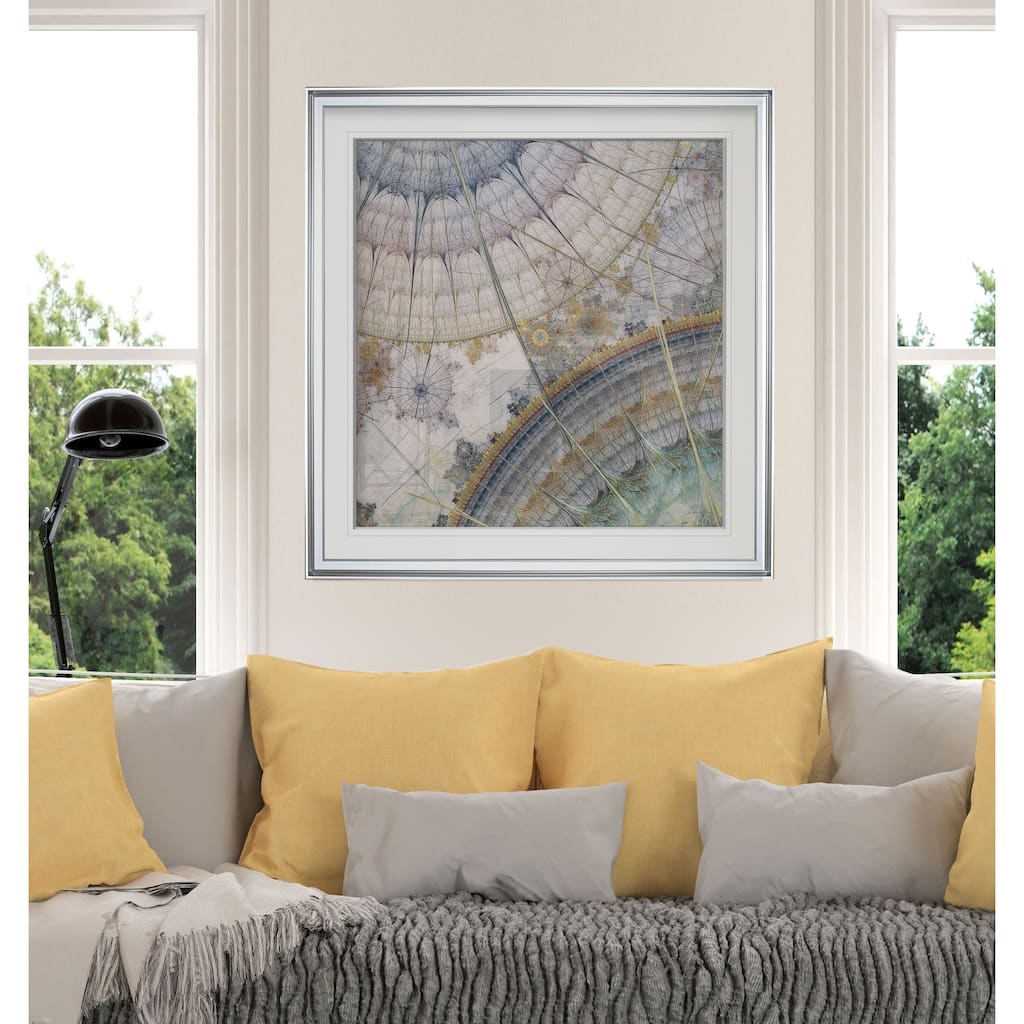Clockworks I -Custom Framed Print - blue, white, grey, yellow, green, silver, gold