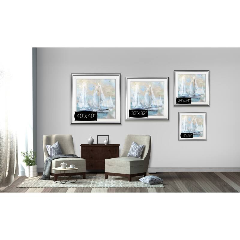 Sail Afar -Custom Framed Print - blue, white, grey, yellow, green, silver, gold