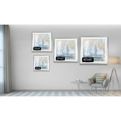 Sail Afar -Custom Framed Print - blue, white, grey, yellow, green, silver, gold