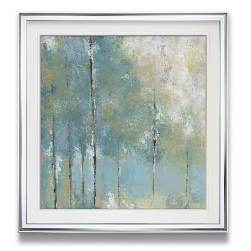 Whispering Light -Custom Framed Print - blue, white, grey, yellow, green, silver, gold