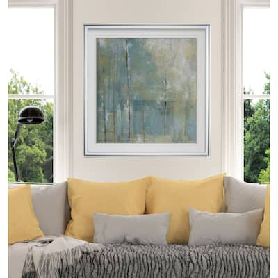 Whispering Light -Custom Framed Print - blue, white, grey, yellow, green, silver, gold