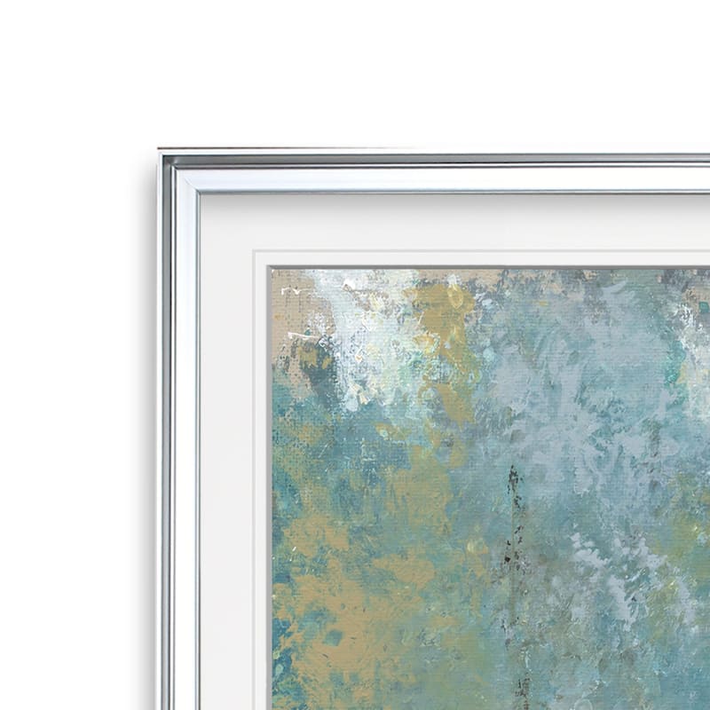 Whispering Light -Custom Framed Print - blue, white, grey, yellow, green, silver, gold