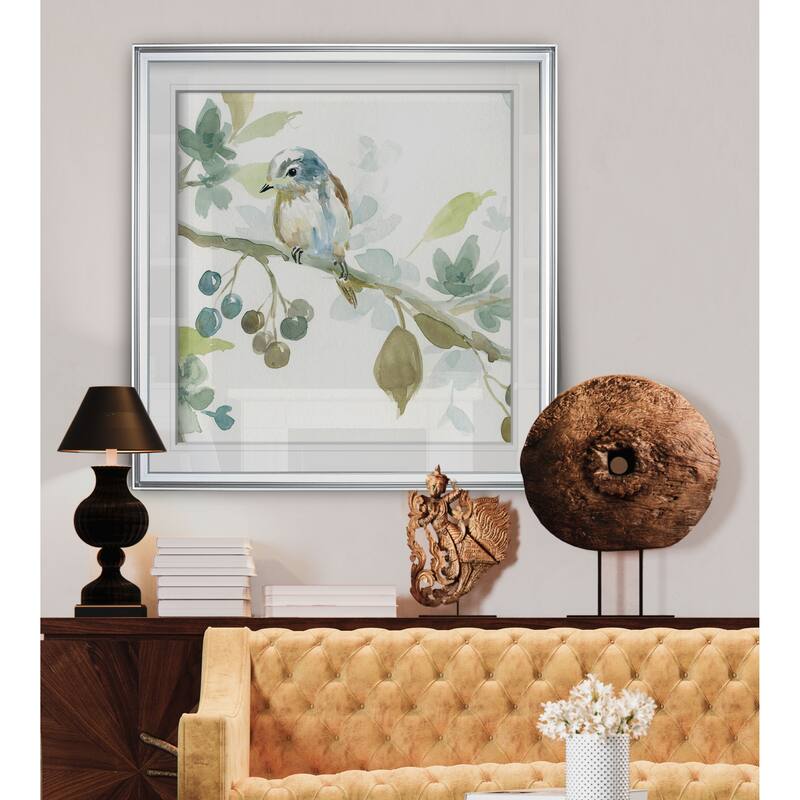 Spring Melody II -Custom Framed Print - blue, white, grey, yellow, green, silver, gold