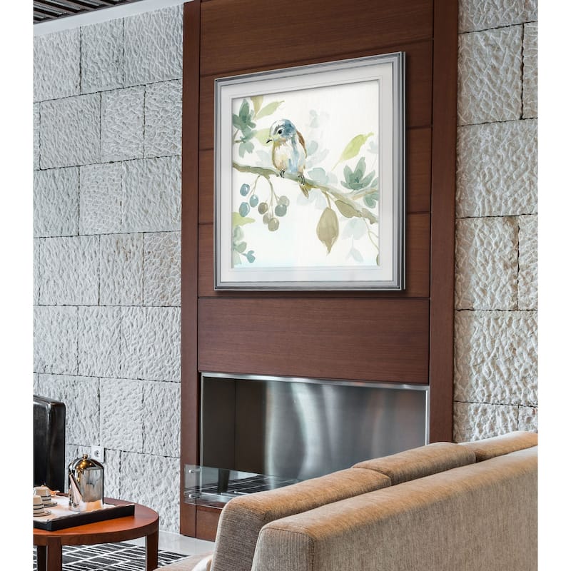 Spring Melody II -Custom Framed Print - blue, white, grey, yellow, green, silver, gold