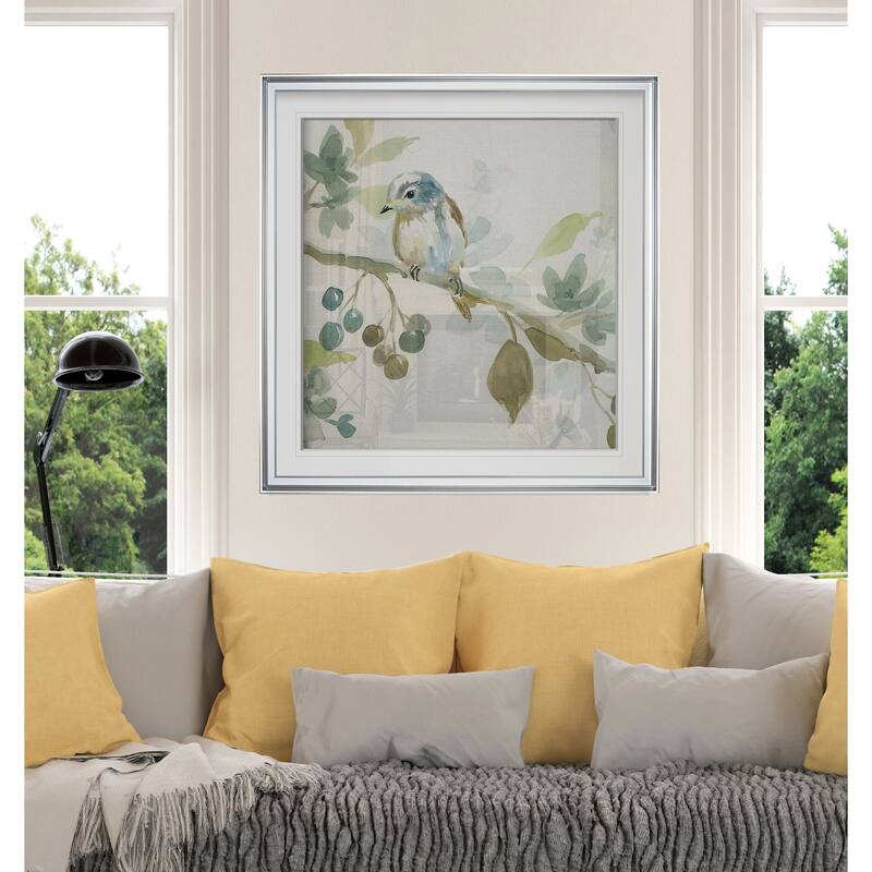 Spring Melody II -Custom Framed Print - blue, white, grey, yellow, green, silver, gold