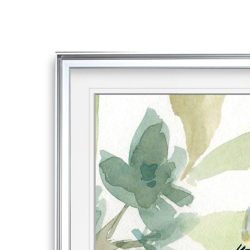 Spring Melody II -Custom Framed Print - blue, white, grey, yellow, green, silver, gold