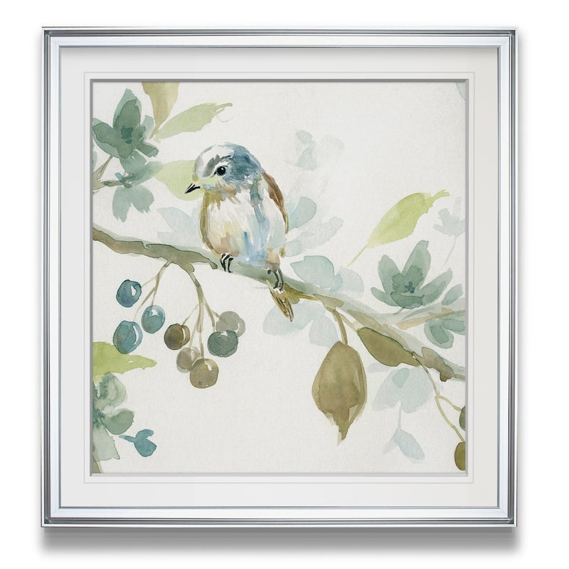 Spring Melody II -Custom Framed Print - blue, white, grey, yellow, green, silver, gold