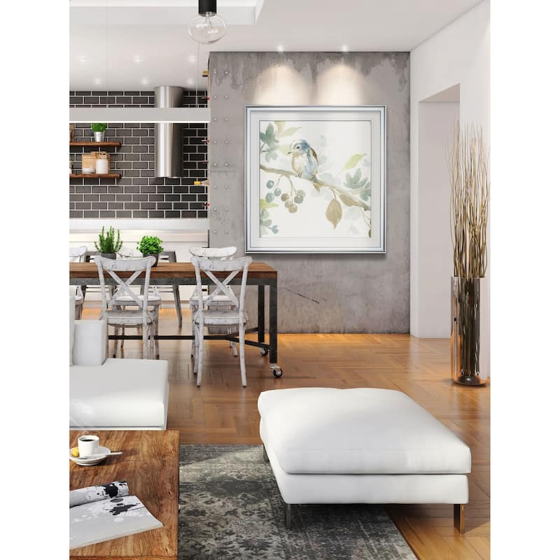 Spring Melody II -Custom Framed Print - blue, white, grey, yellow, green, silver, gold