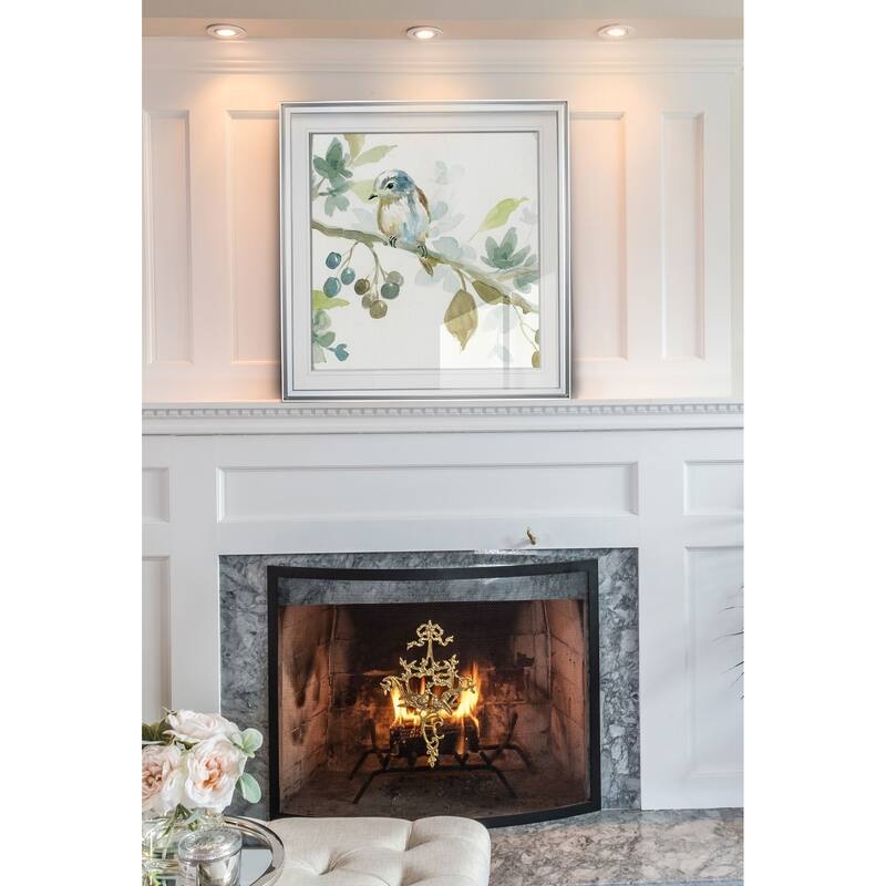 Spring Melody II -Custom Framed Print - blue, white, grey, yellow, green, silver, gold