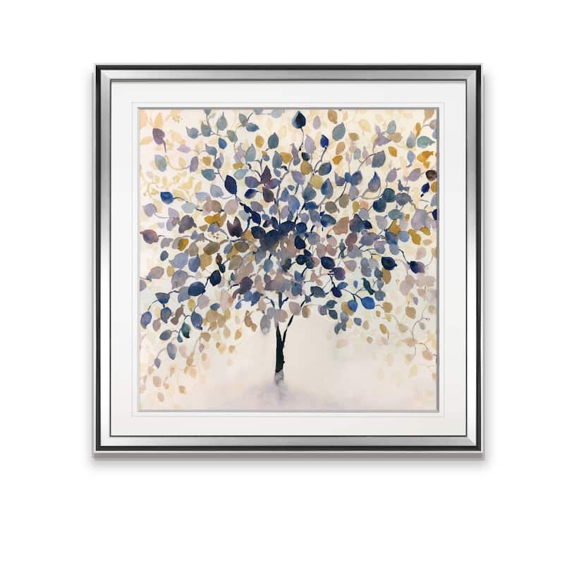 Past Autumn -Custom Framed Print - blue, white, grey, yellow, green, silver, gold