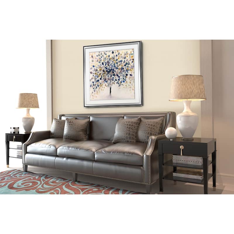 Past Autumn -Custom Framed Print - blue, white, grey, yellow, green, silver, gold