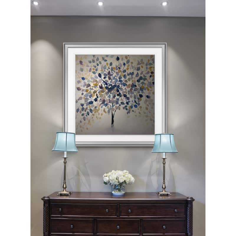 Past Autumn -Custom Framed Print - blue, white, grey, yellow, green, silver, gold