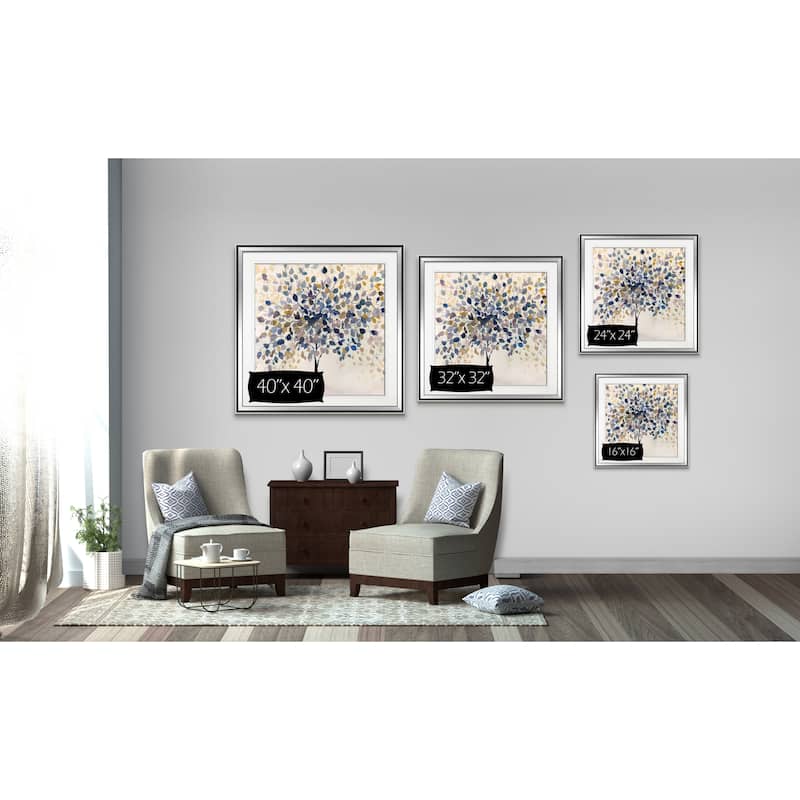 Past Autumn -Custom Framed Print - blue, white, grey, yellow, green, silver, gold