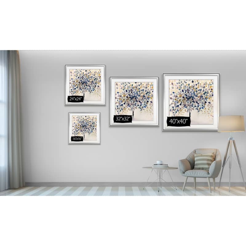 Past Autumn -Custom Framed Print - blue, white, grey, yellow, green, silver, gold