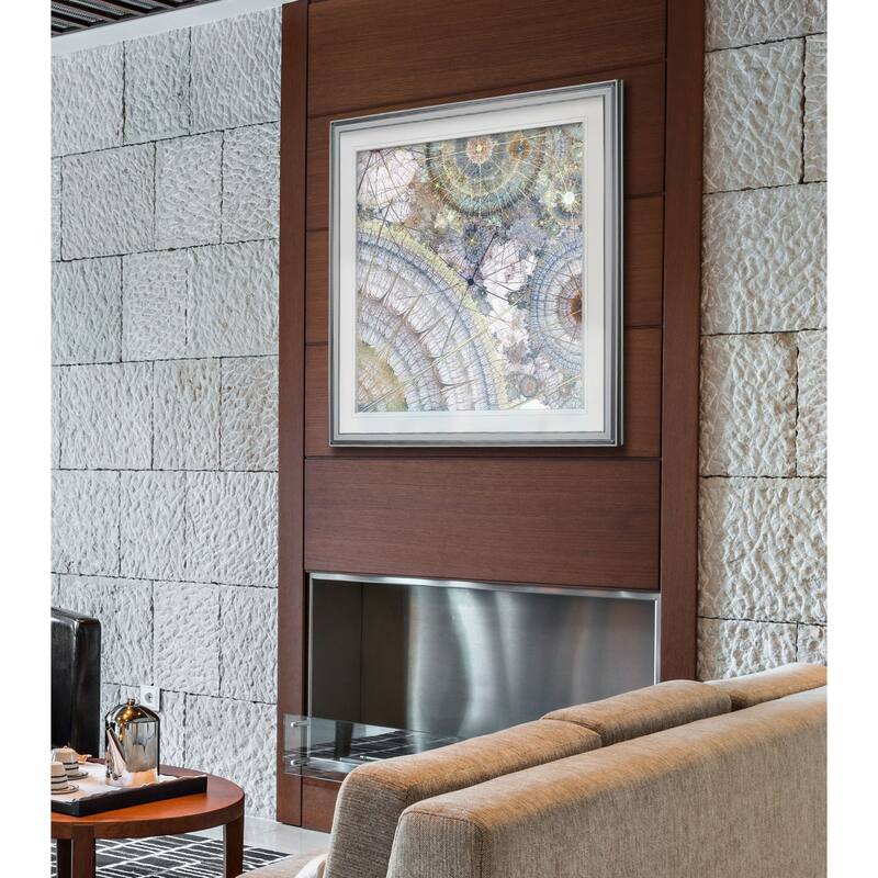 Clockworks II -Custom Framed Print - blue, white, grey, yellow, green, silver, gold