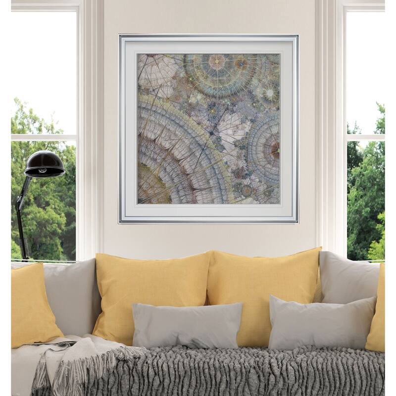 Clockworks II -Custom Framed Print - blue, white, grey, yellow, green, silver, gold