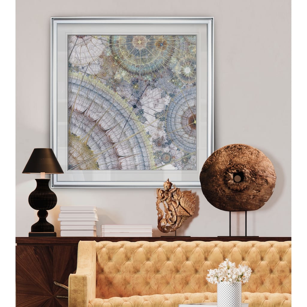 Clockworks II -Custom Framed Print - blue, white, grey, yellow, green, silver, gold