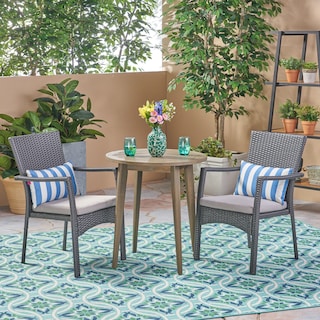 Arezzo Outdoor 3 Piece Wood and Wicker Bistro Set by Christopher Knight Home