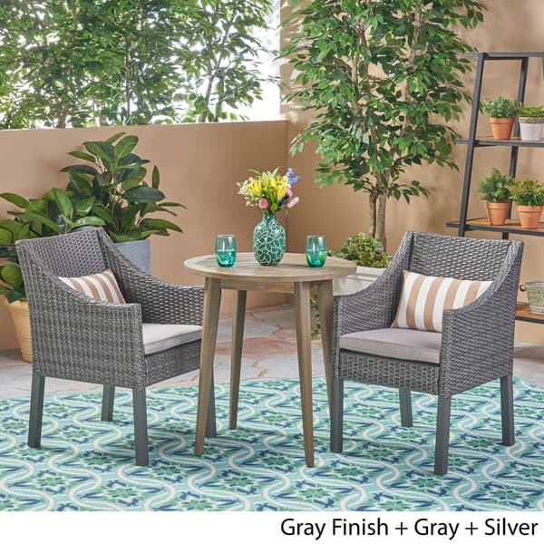 Nicola Outdoor 3 Piece Wood And Wicker Bistro Set By 3 Piece Wood And Wicker Bistro Set