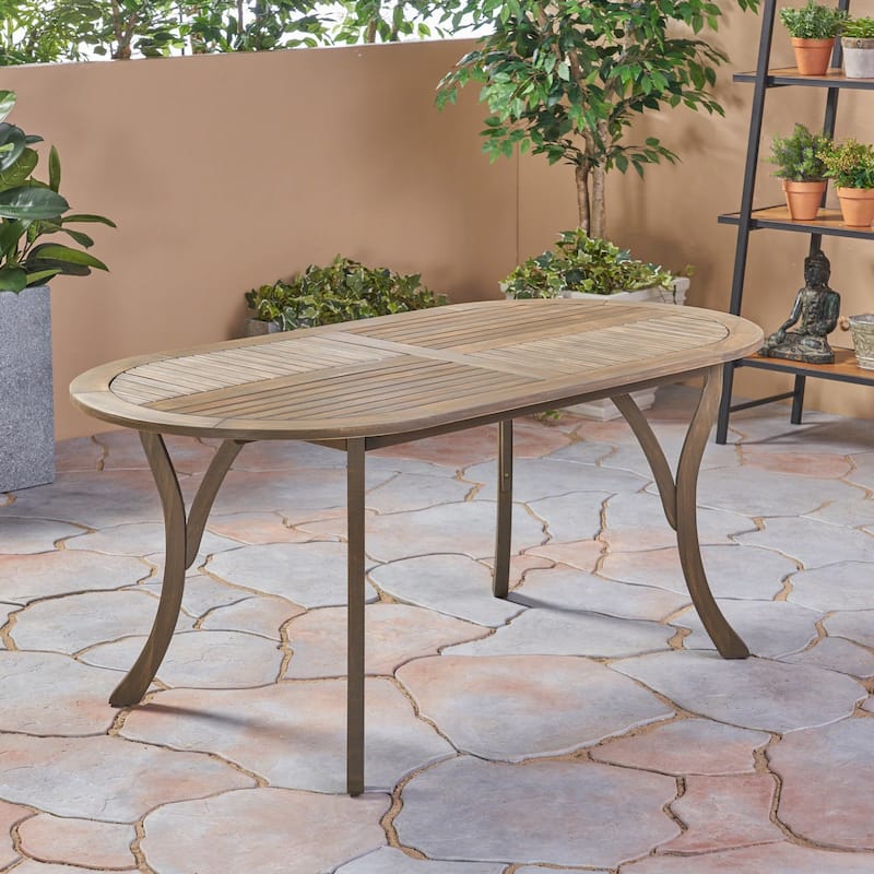Landon Outdoor 7 Piece Wood and Wicker Dining Set