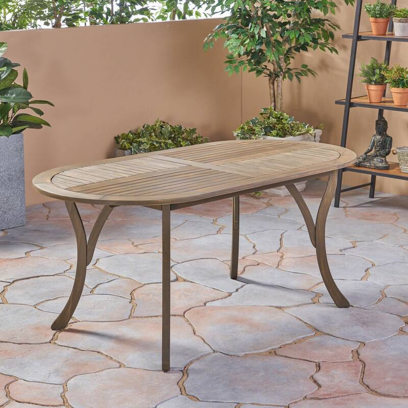 Vermont Outdoor 7 Piece Wood and Wicker Dining Set