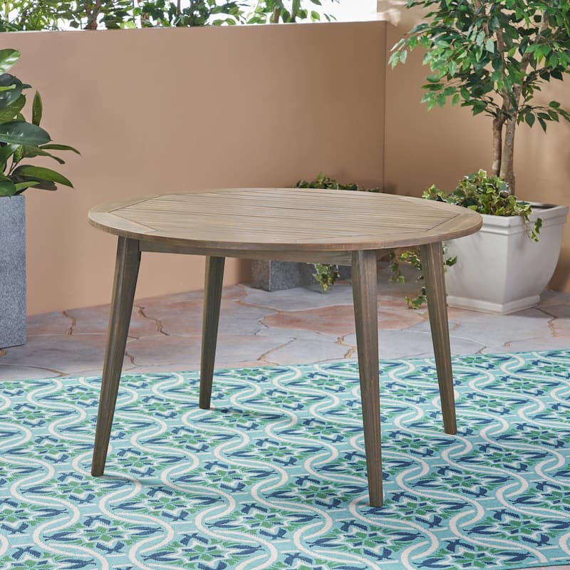 Torrence Outdoor 5 Piece Wood and Wicker Dining Set