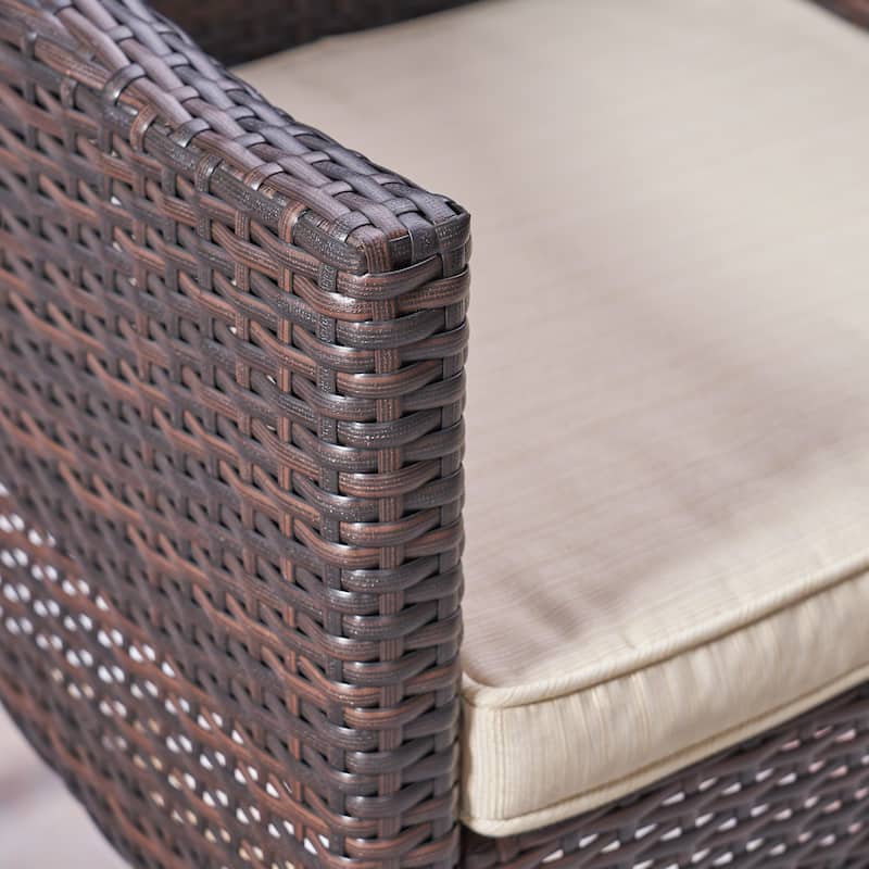 Torrence Outdoor 5 Piece Wood and Wicker Dining Set