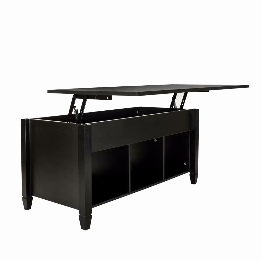 Shop Black Wood Iron Lift Top Hidden Compartment Coffee Table