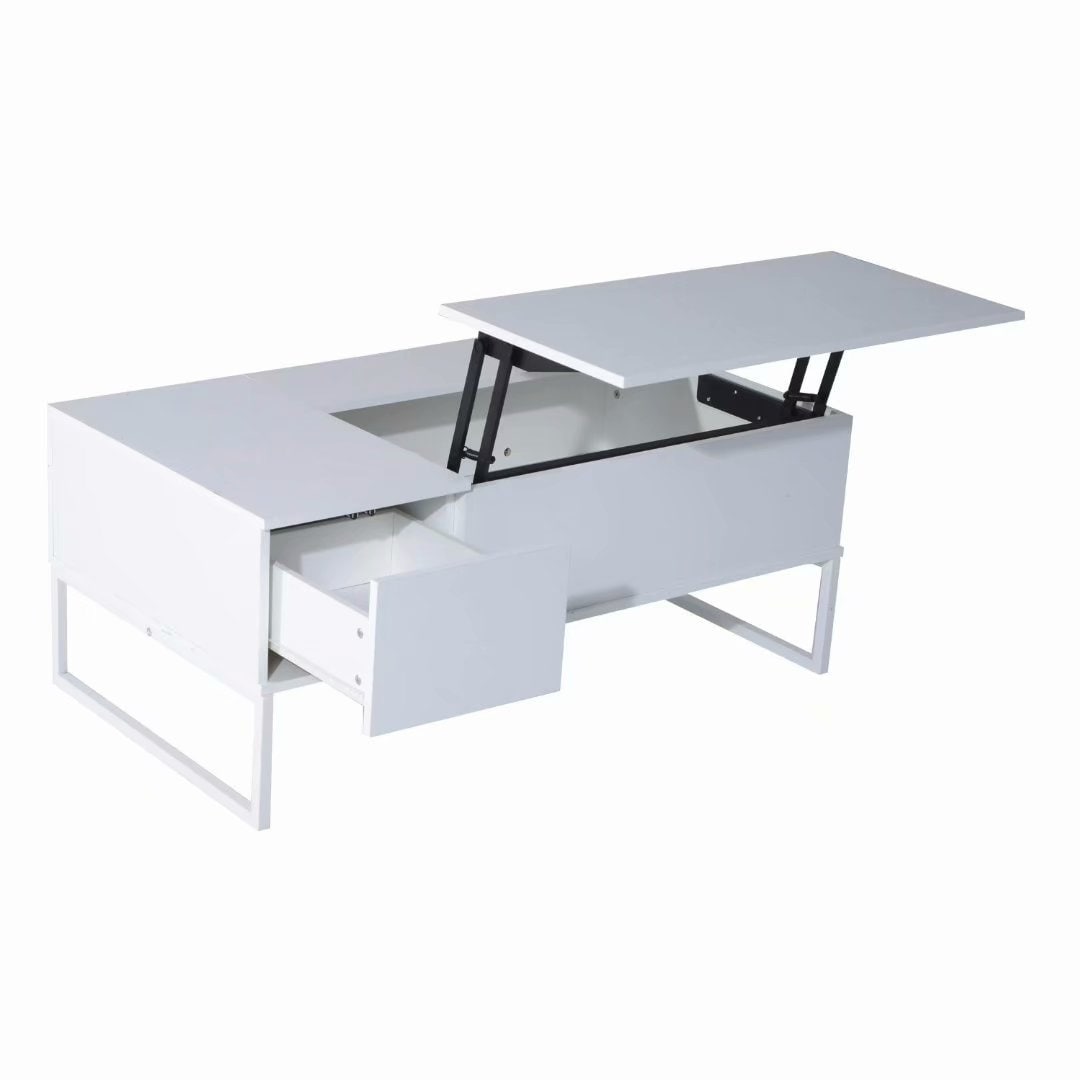 Shop White Lift Top Coffee Table With Hidden Compartment And Storage Drawer Overstock 22649152