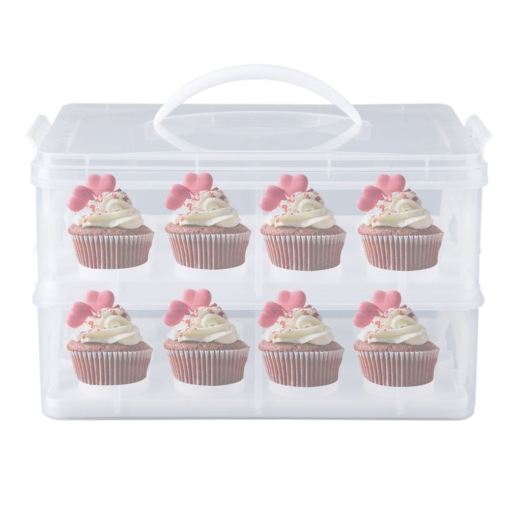 Cupcake Storage Containers Holder with Handle and Lid for Desserts Cupcakes  Cakes Food Holder Transporter Container