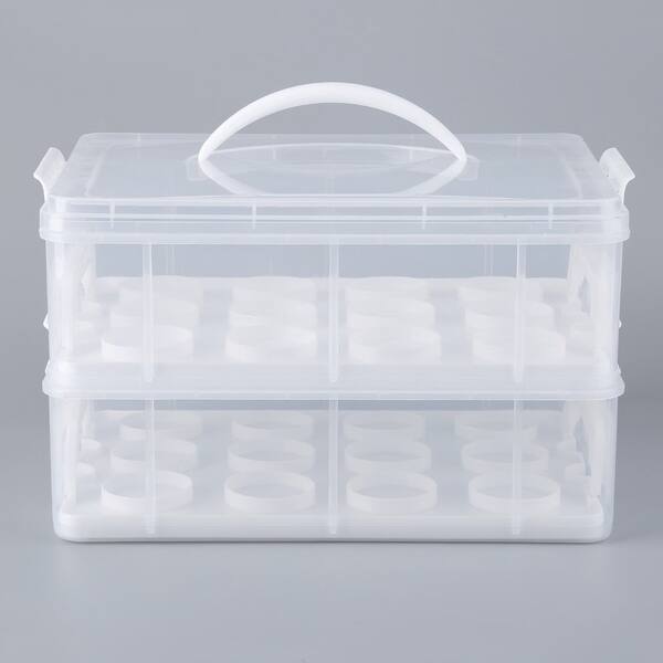 Plastic Cake Box Tub With Clips Handle Storage Containers Carriers Airtight  Lid