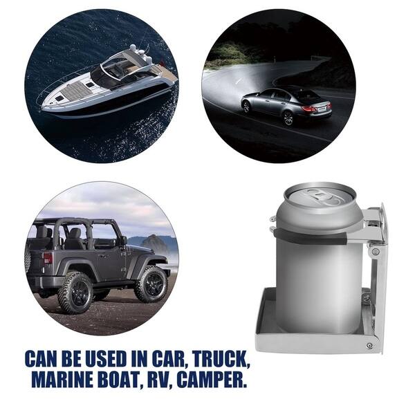 2x Stainless Steel Mug Holder Beverage Holder Folding Holder for Boat  Marine Car