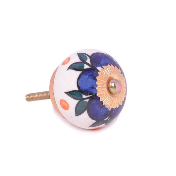 Shop Dark Blue Floral Ceramic Door Knob Sets Package Cabinet