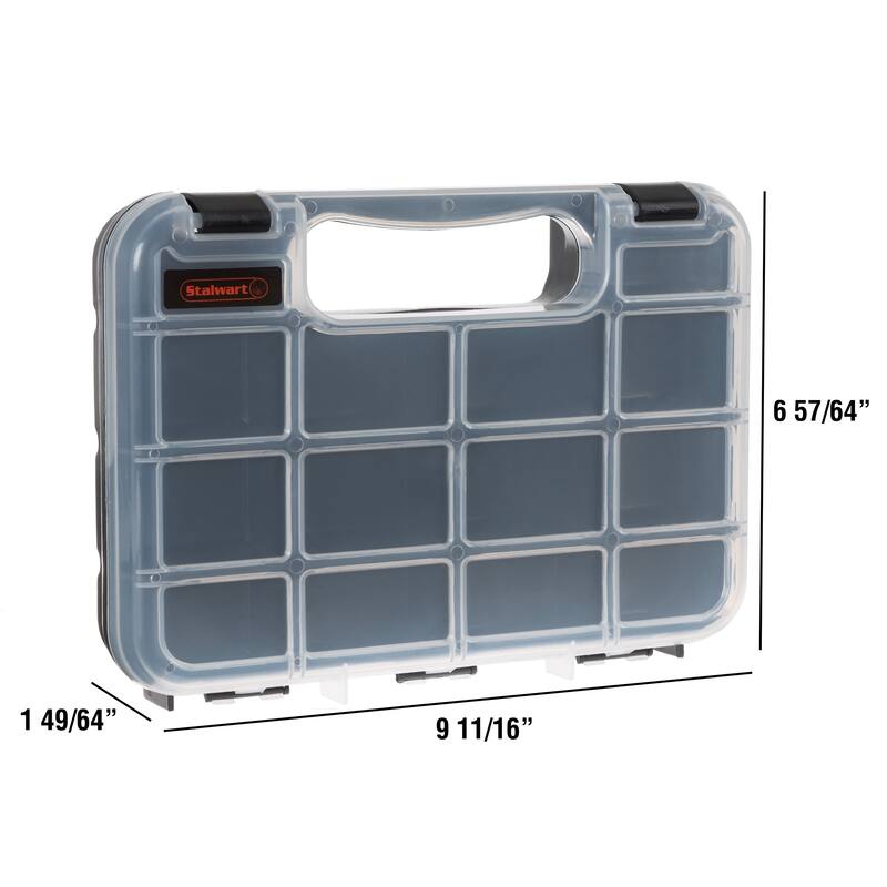 Portable Storage Case with Secure Locks & 14 Small Compartments for Hardware, Screws, Bolts, Nuts, Nails, Jewelry by Stalwart