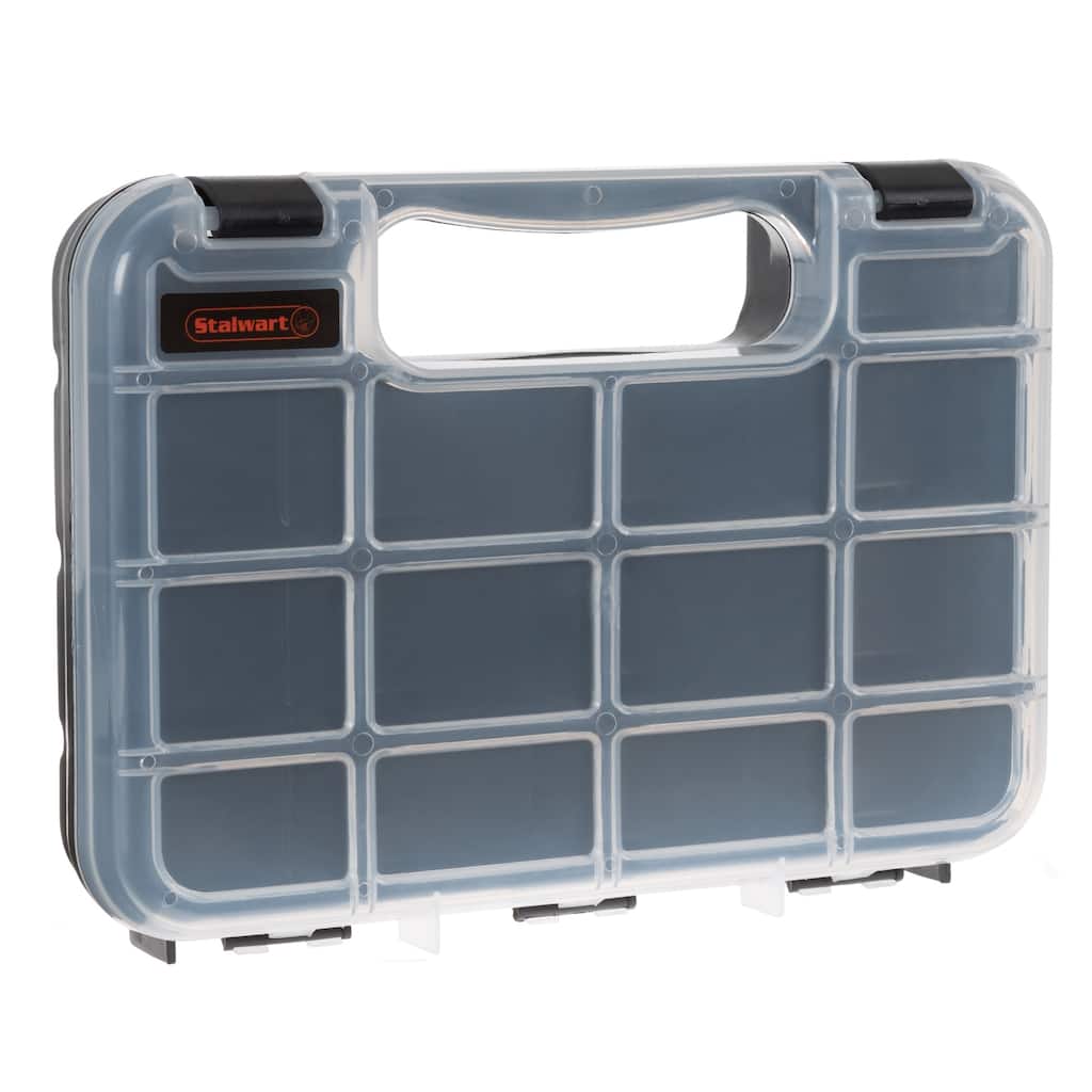 Portable Storage Case with Secure Locks & 14 Small Compartments for Hardware, Screws, Bolts, Nuts, Nails, Jewelry by Stalwart