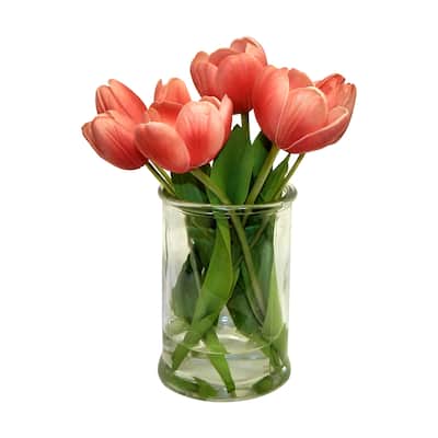 Real touch tulip arrangment in glass - Clear