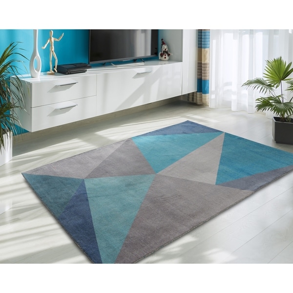 Rugsmith Blue Facet Mid-Century Modern Geometric Area Rug - 7'6" x 9'6"