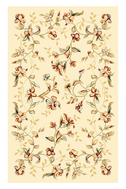 Lyndhurst Collection Floral Beige Rug (33 X 53)