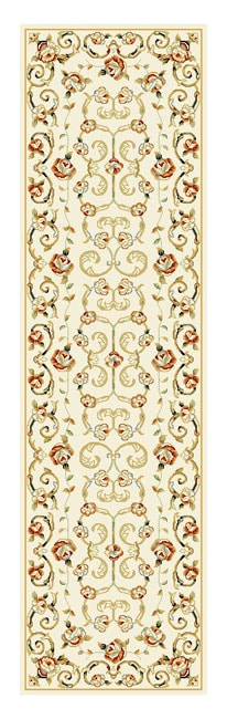 Lyndhurst Collection Floral Ivory Runner (23 X 8)