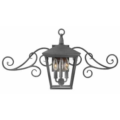 Hinkley Trellis 3-Light Outdoor Wall Mount in Aged Zinc