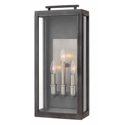 Hinkley Sutcliffe 3-Light Outdoor Wall Mount in Aged Zinc