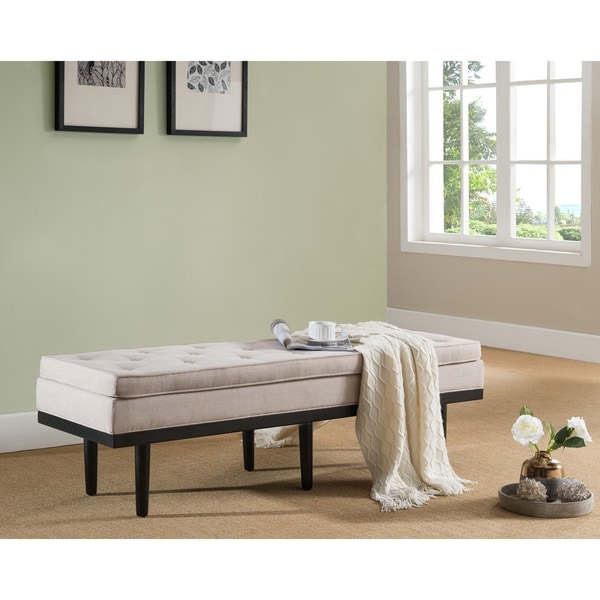 Shop Tyslon Gray Tufted Dining Bench Sale Free