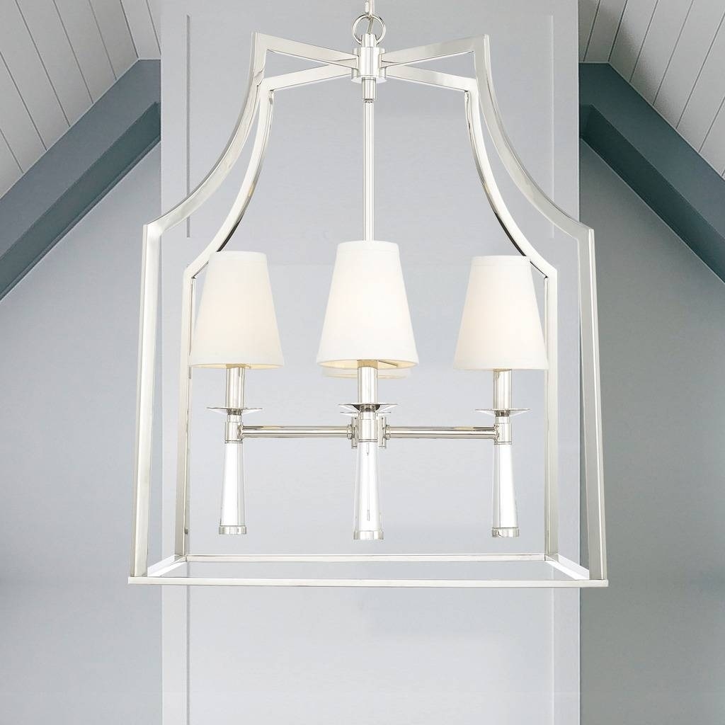 Modern 4-light Polished Nickel Chandelier w/Shades - Chandeliers For Bedrooms by Overstock.com